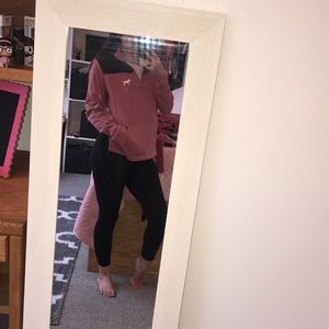 PINK, pink track sweater.